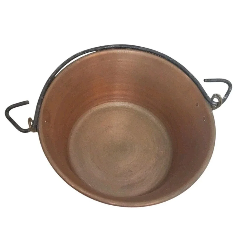 Vintage 5" Copper Brass Handle Deep Bowl Basket Handle